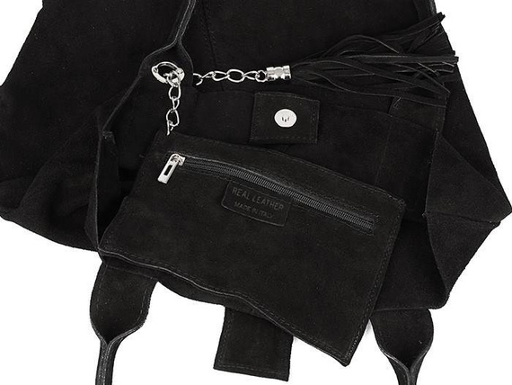 Torebka damska shopper zamszowa Vera Pelle L82 bordowa