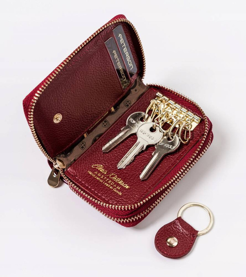 Etui na klucze skórzane Peterson BC-6000 czerwone