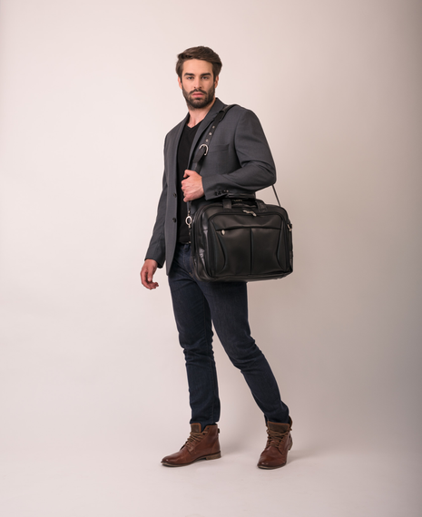 Torba na laptopa męska skórzana McKlein Pearson czarna