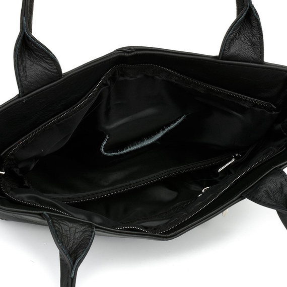 Torebka damska shopper skórzana Beltimore L38 czarno-beżowa