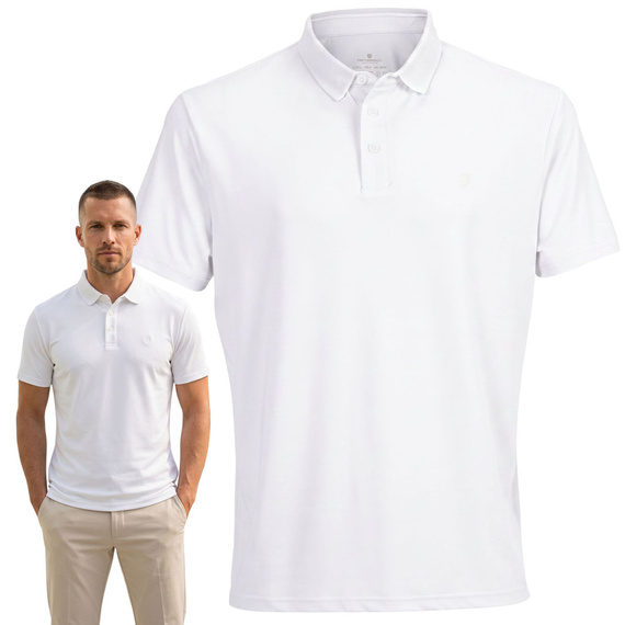 Koszulka polo męska z poliestru Peterson KPY biała M-XL