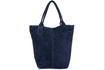 Torebka damska shopper zamszowa Vera Pelle L82 granatowa