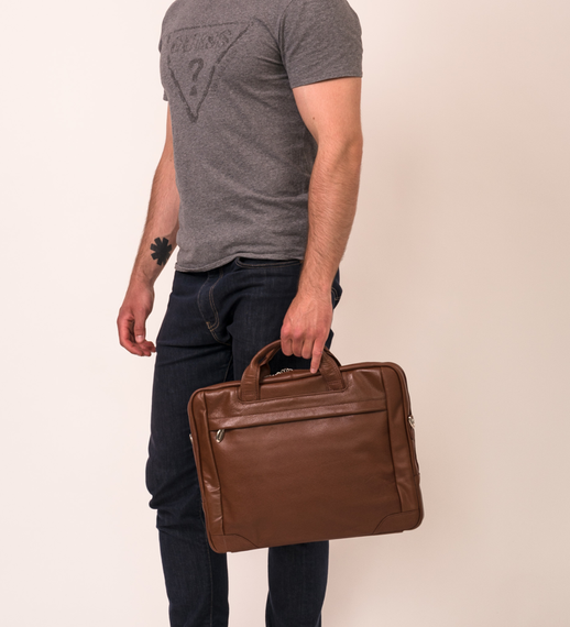 Torba na laptopa skórzana McKlein Bridgeport brązowa
