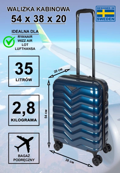 Walizka kabinowa ABS Cavalet Smygehuk 55 niebieska