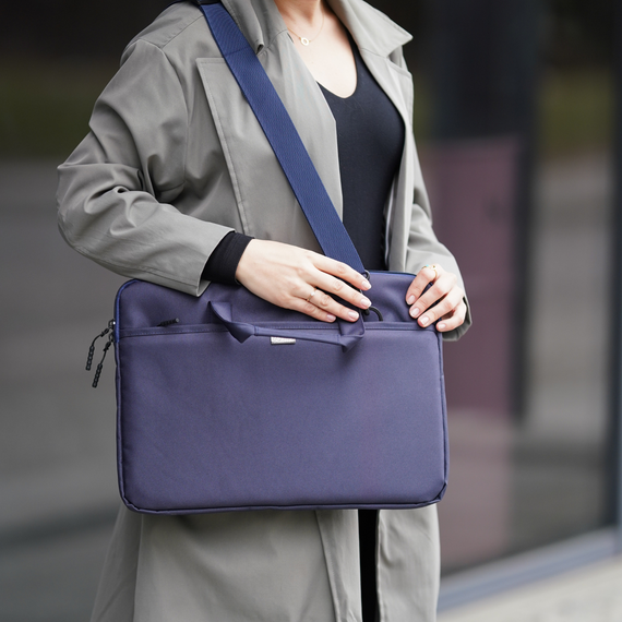 Torba na laptopa damska z tkaniny Solier SM01 niebieska