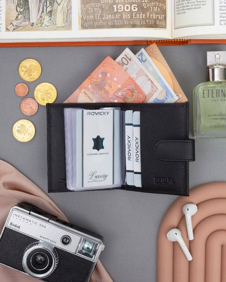 Etui na karty skórzane 4U Cavaldi TW-04-PDM-BP czarne