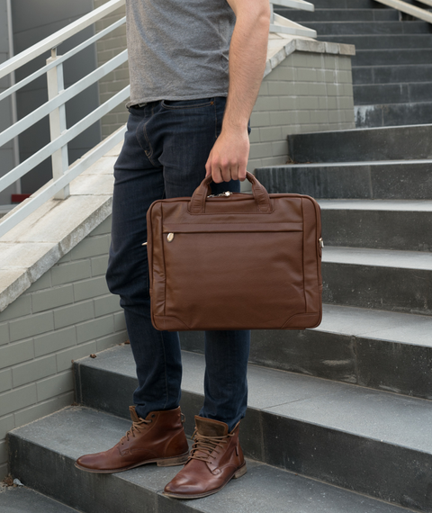 Torba na laptopa skórzana McKlein Bridgeport brązowa