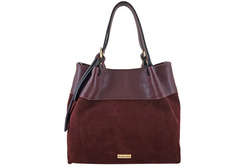 Torebka damska shopper skórzana Barberini's 1028-5 bordowa