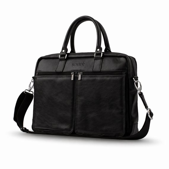 Torba na laptopa męska skórzana Solier SL01 czarna