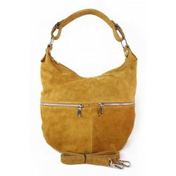 Torebka worek damska zamszowa Vera Pelle W345C camel