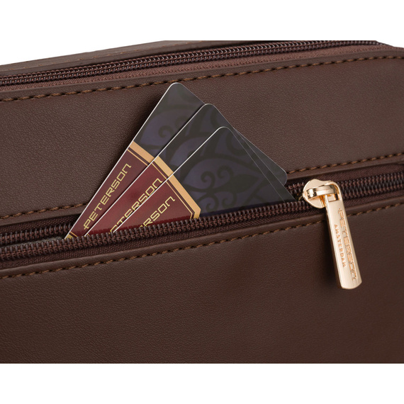 Listonoszka damska z eko skóry Peterson MX04 ciemnobrązowa