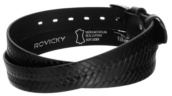 Pasek męski pleciony skórzany Rovicky PRS-02-G czarny