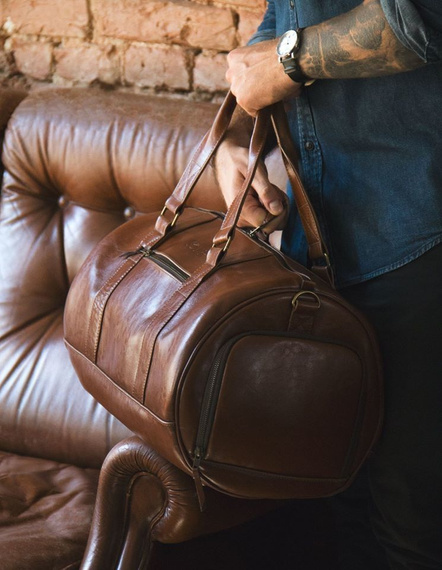 Torba podróżna męska skórzana Solier SL19 vintage brązowa