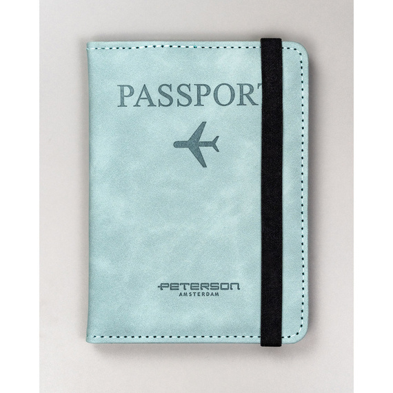 Etui na paszport z eko skóry Peterson EP-01 błękitne