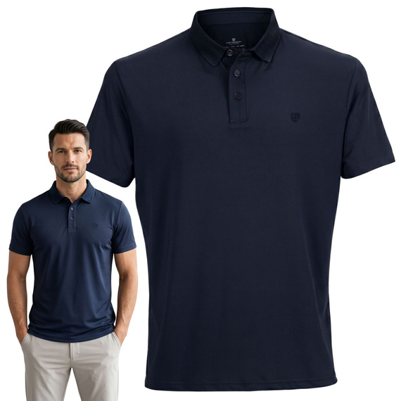 Koszulka polo męska z poliestru Peterson KPY granatowa M-XL