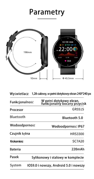 Smartwatch unisex Gravity GT1-2 czarno-różowy