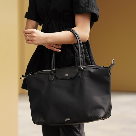 Torebka damska shopper nylonowa Solier FB48 czarna