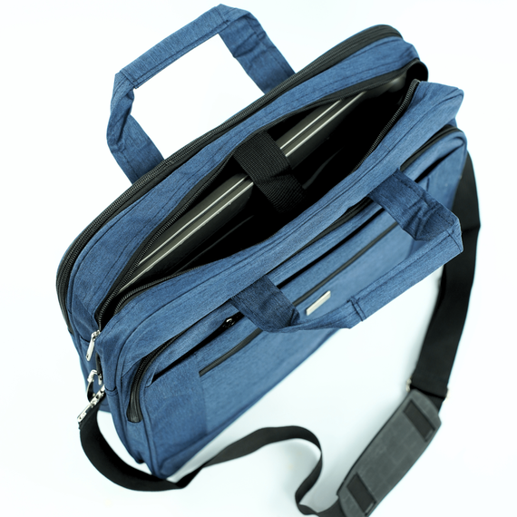 Torba na laptopa męska z tkaniny Solier SM02 granatowa