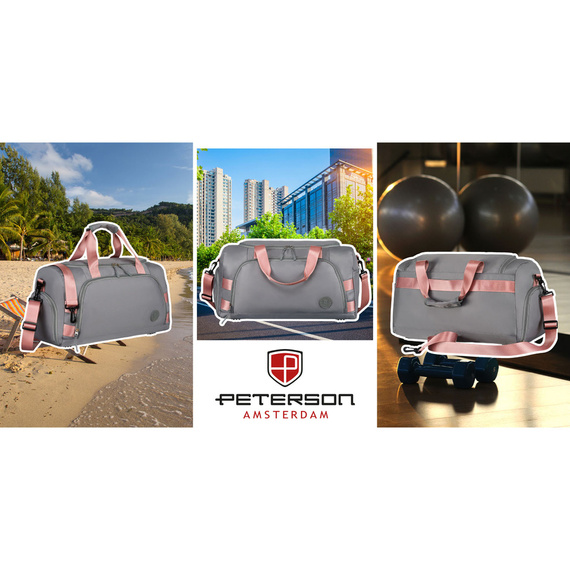 Torba sportowa Peterson 24427 szaro-różowa