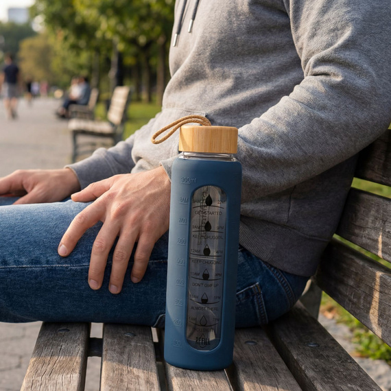 Butelka na wodę szklana Peterson SBW-01 granatowa