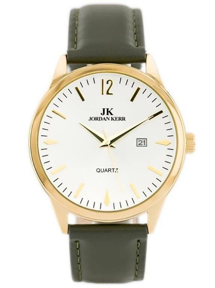 Zegarek męski na pasku Jordan Kerr C2287AGD szaro-złoty