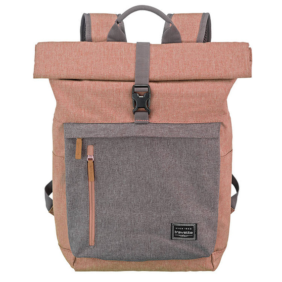 Plecak na laptopa z poliestru Travelite Basics różowy