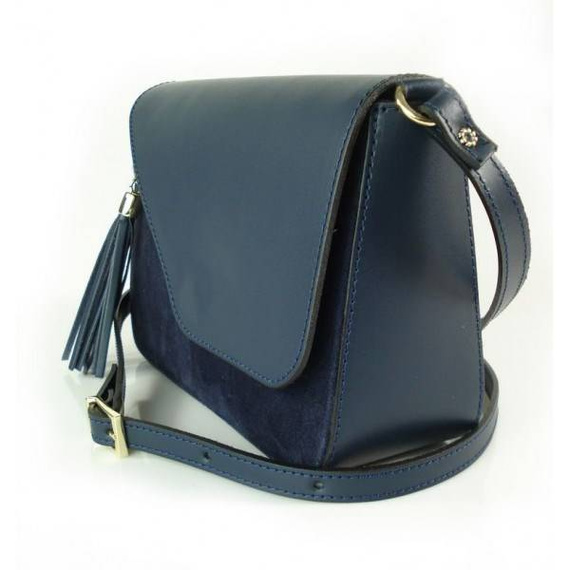 Listonoszka damska skórzana Vera Pelle VP113BS granatowa