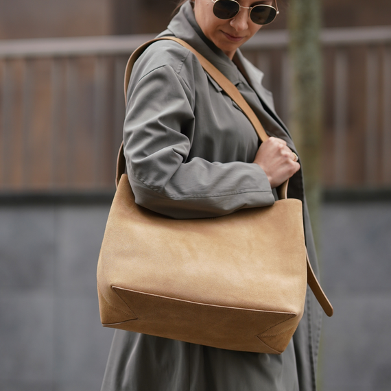 Torebka damska shopper zamszowa Solier FL38 camel