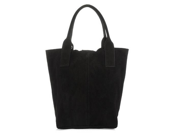 Torebka damska shopper zamszowa Vera Pelle L82 szara