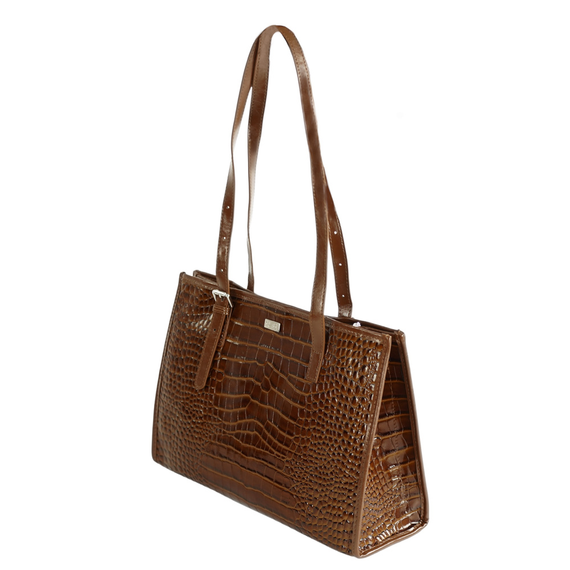 Torebka damska shopper skórzana Solier FL55 brązowa