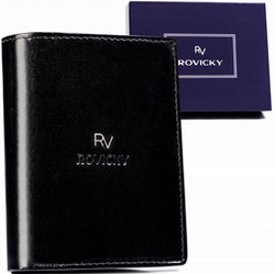 Portfel męski na karty skórzany Rovicky RV-7680272 czarny