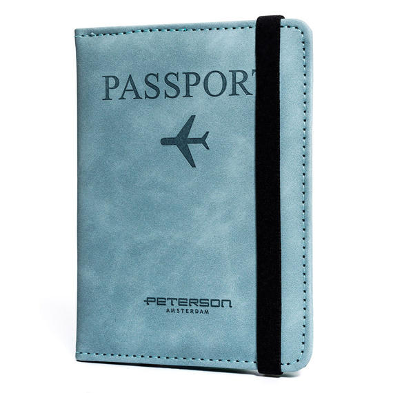 Etui na paszport z eko skóry Peterson EP-01 błękitne