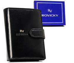 Portfel męski na karty skórzany Rovicky RV-7680278 czarny