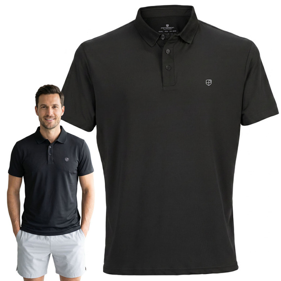 Koszulka polo męska z poliestru Peterson KPY czarna M-XL