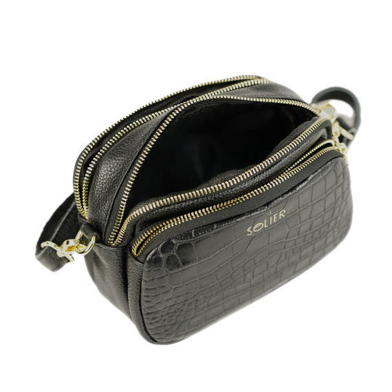 Torebka damska crossbody skórzana Solier FL59 czarna