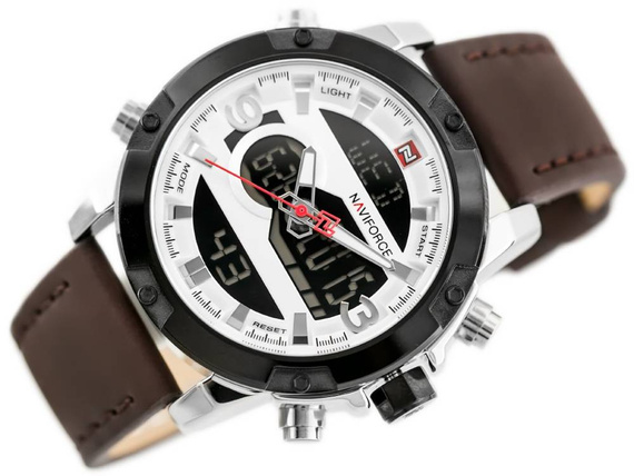 Zegarek męski Naviforce NF9097 srebrno-brązowy